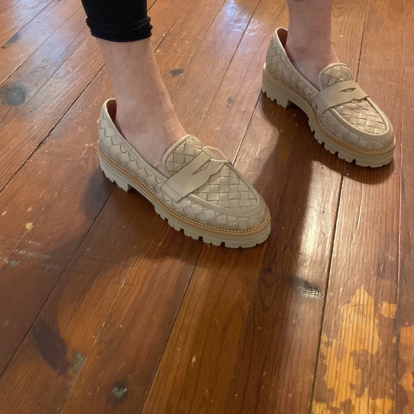 Pas De Rouge Marta Nude Woven Leather Loafers w Lug Sole - Picture 9 of 17